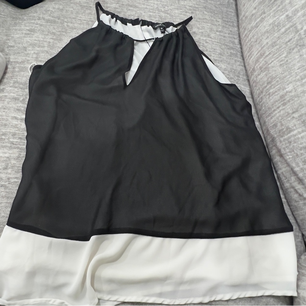 Naked Zebra Black Asymmetrical Sleeveless Blouse